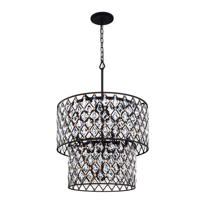 Windsor 7-Lt 2-Tier Crystal Chandelier - Carbon/Havana Gold