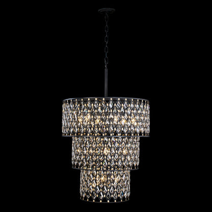 Windsor 13-Lt 3-Tier Crystal Chandelier - Carbon/Havana Gold