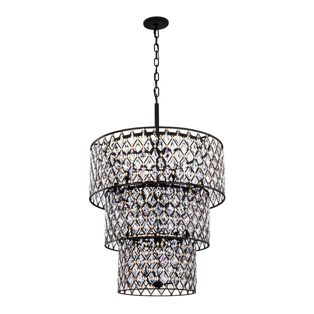 Windsor 13-Lt 3-Tier Crystal Chandelier - Carbon/Havana Gold