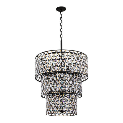 Windsor 13-Lt 3-Tier Crystal Chandelier - Carbon/Havana Gold