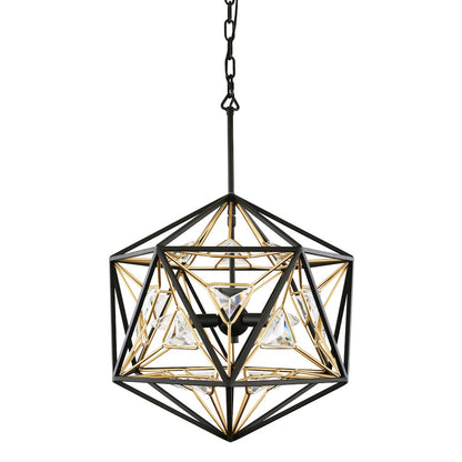 Marcia 3-Lt Orb Pendant - Matte Black/French Gold
