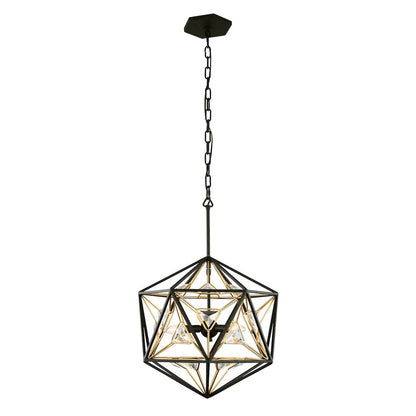 Marcia 3-Lt Orb Pendant - Matte Black/French Gold