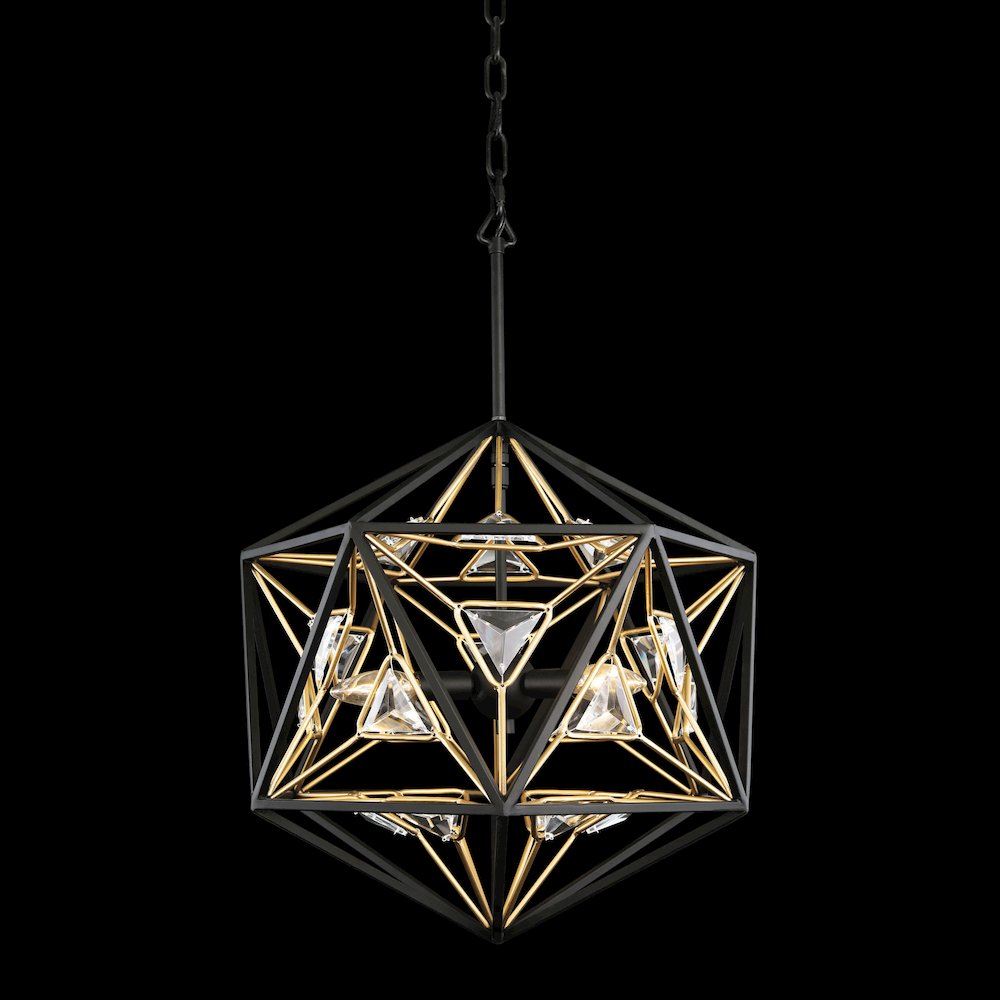 Marcia 3-Lt Orb Pendant - Matte Black/French Gold