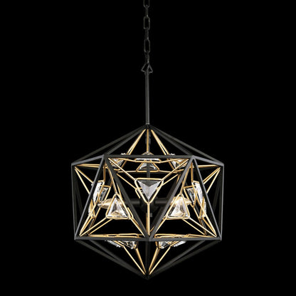 Marcia 3-Lt Orb Pendant - Matte Black/French Gold