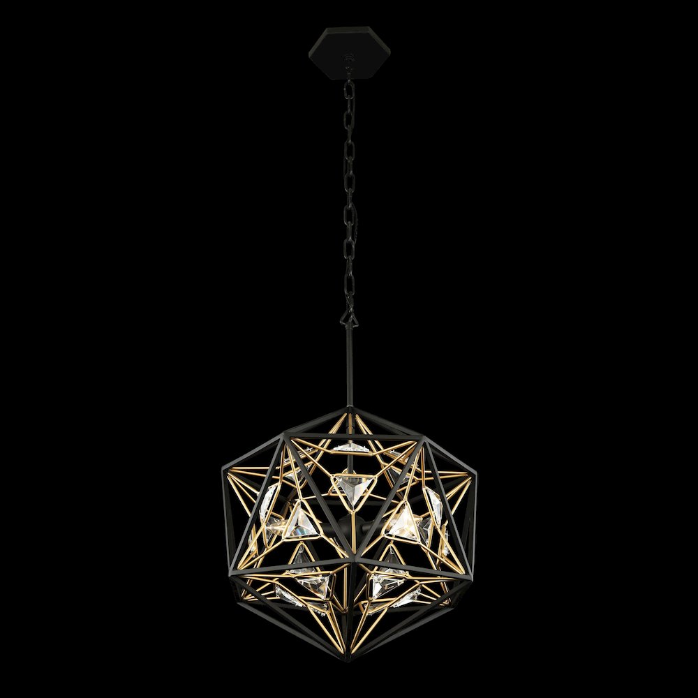 Marcia 3-Lt Orb Pendant - Matte Black/French Gold
