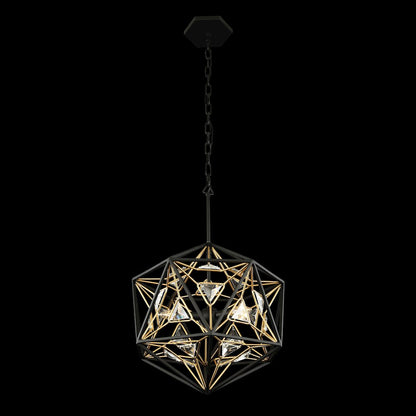 Marcia 3-Lt Orb Pendant - Matte Black/French Gold