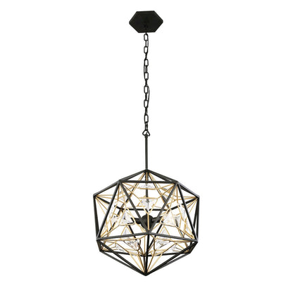 Marcia 3-Lt Orb Pendant - Matte Black/French Gold