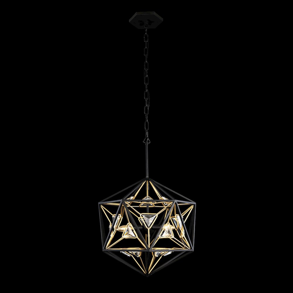 Marcia 3-Lt Orb Pendant - Matte Black/French Gold
