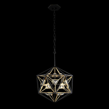 Marcia 3-Lt Orb Pendant - Matte Black/French Gold