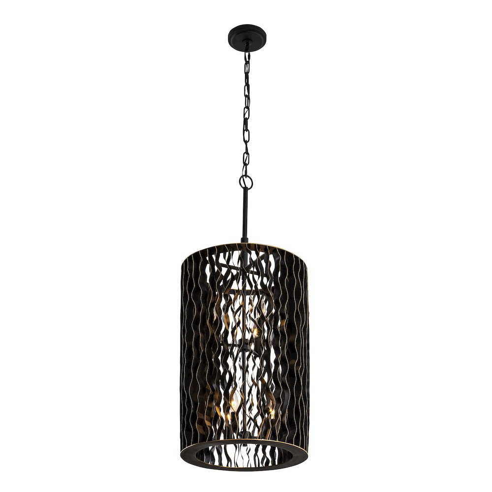 Estela 6-Lt Foyer - Matte Black/French Gold