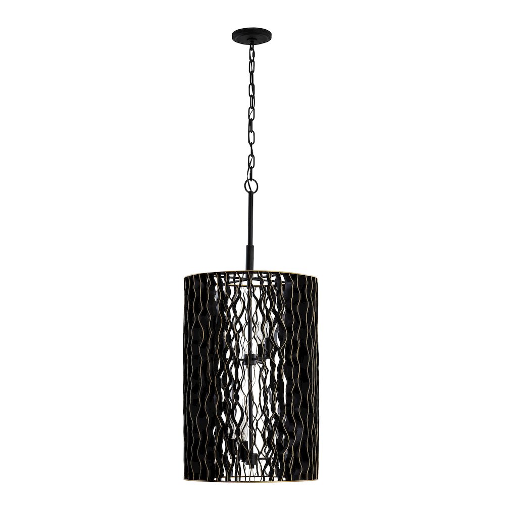 Estela 6-Lt Foyer - Matte Black/French Gold