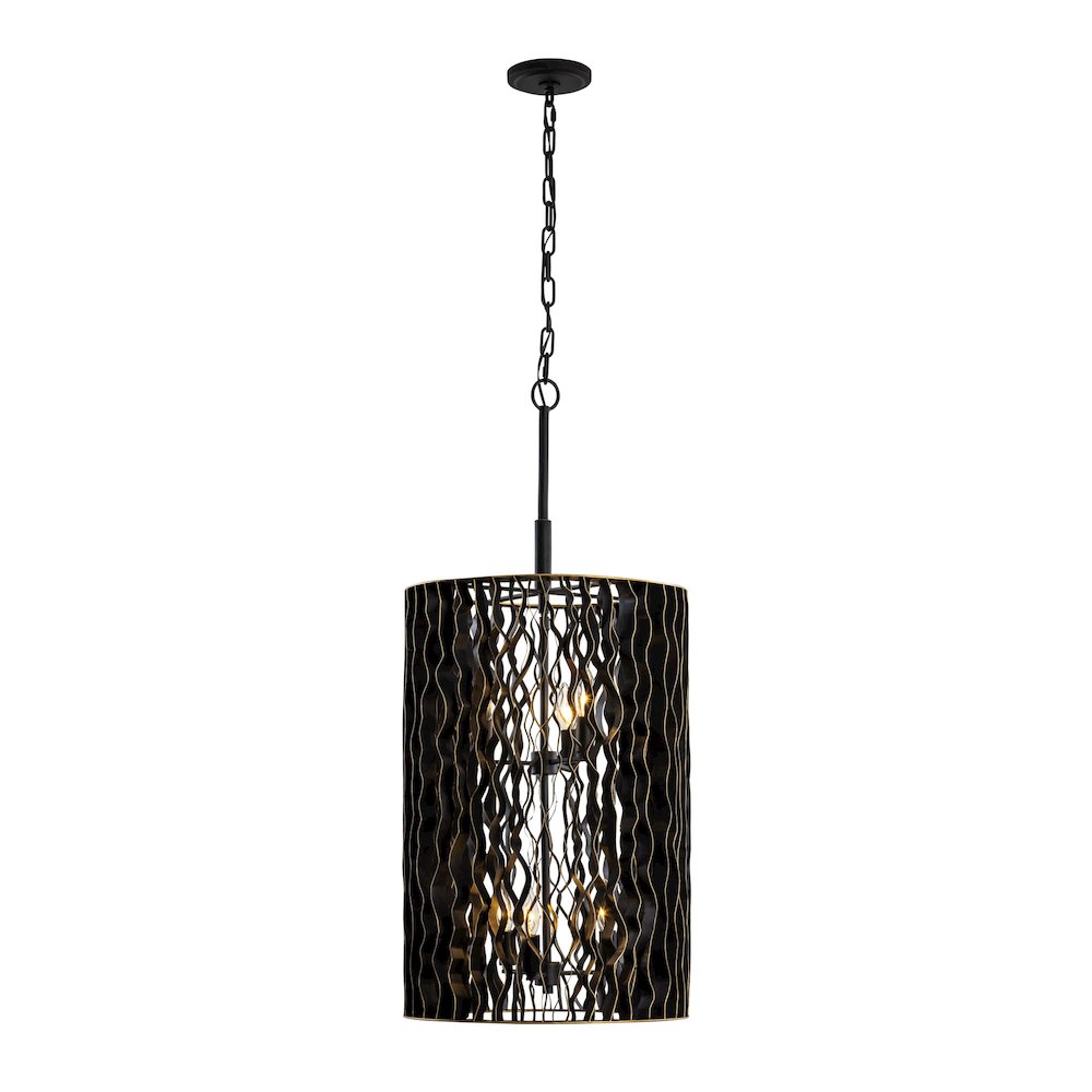 Estela 6-Lt Foyer - Matte Black/French Gold