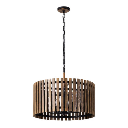Suratto 6-Lt   Pendant - Matte Black/Medium Walnut