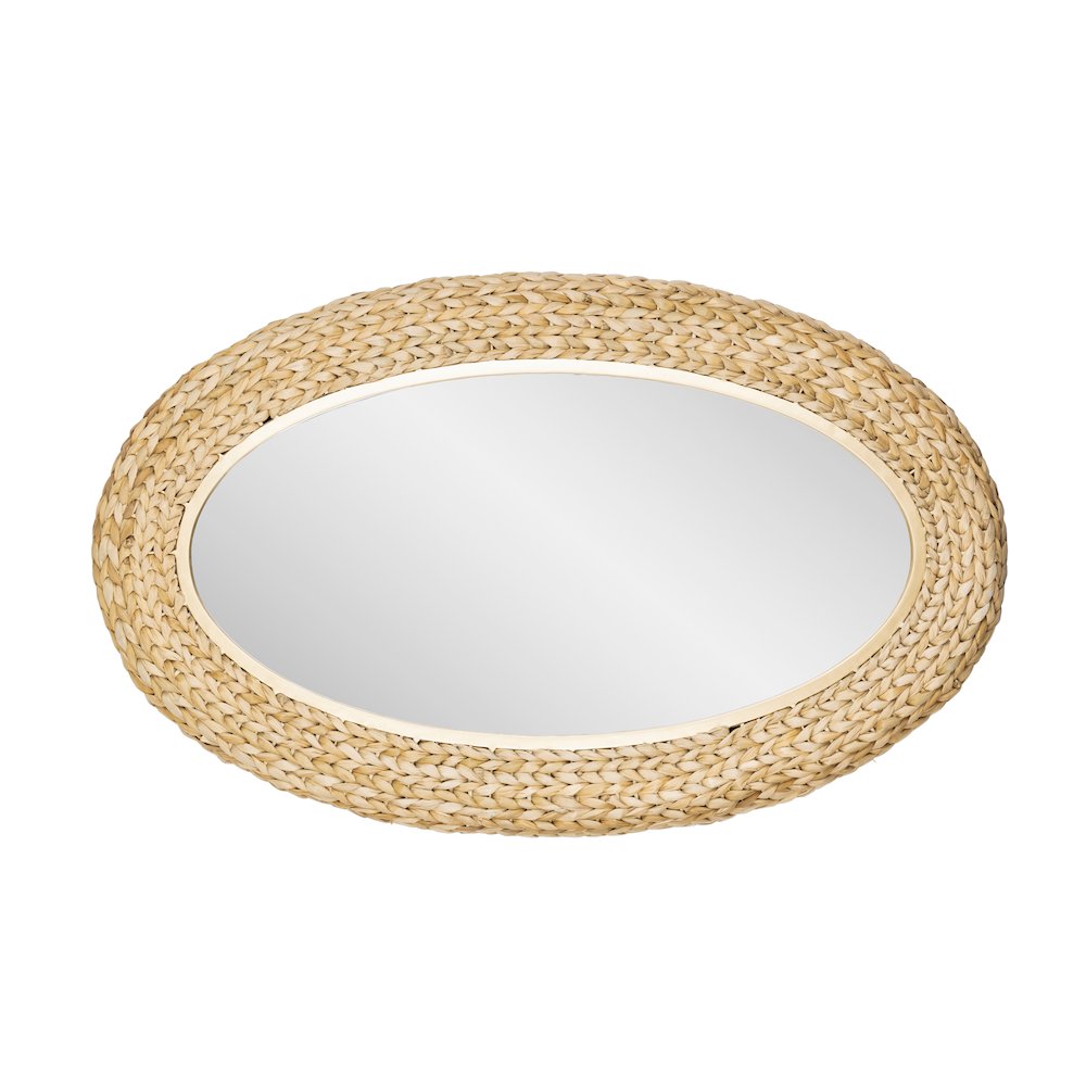 Athena 24x40 Oval Wall Mirror - French Gold/Natural Seagrass