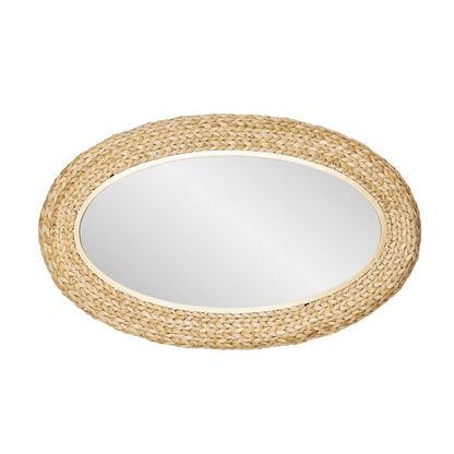 Athena 24x40 Oval Wall Mirror - French Gold/Natural Seagrass