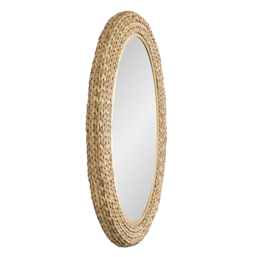 Athena 24x40 Oval Wall Mirror - French Gold/Natural Seagrass