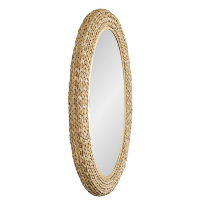 Athena 24x40 Oval Wall Mirror - French Gold/Natural Seagrass