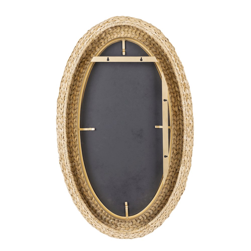 Athena 24x40 Oval Wall Mirror - French Gold/Natural Seagrass