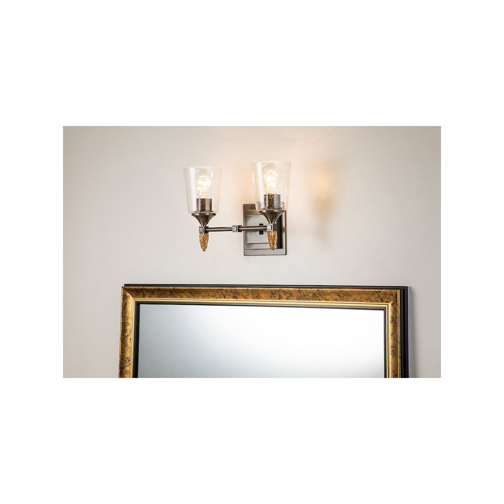 Vetiver 2-Light Dark Bronze With Gold Accents