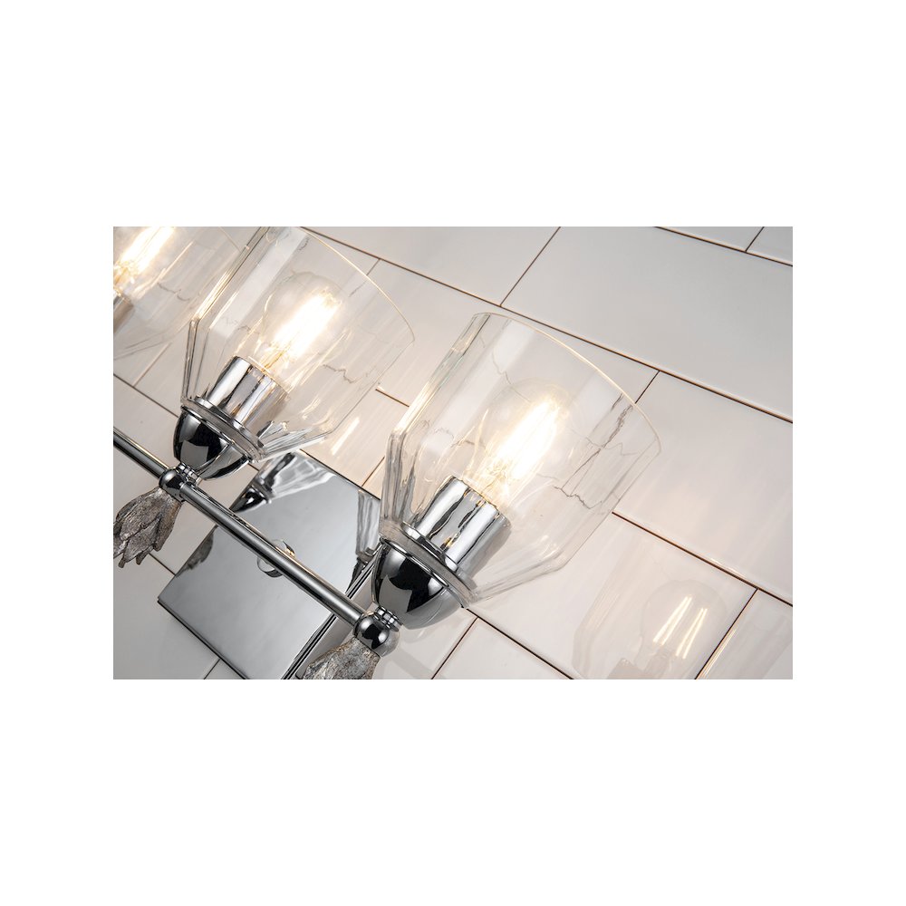Felice 3 Light Vanity Light In Polished Chrome With Silver Accents