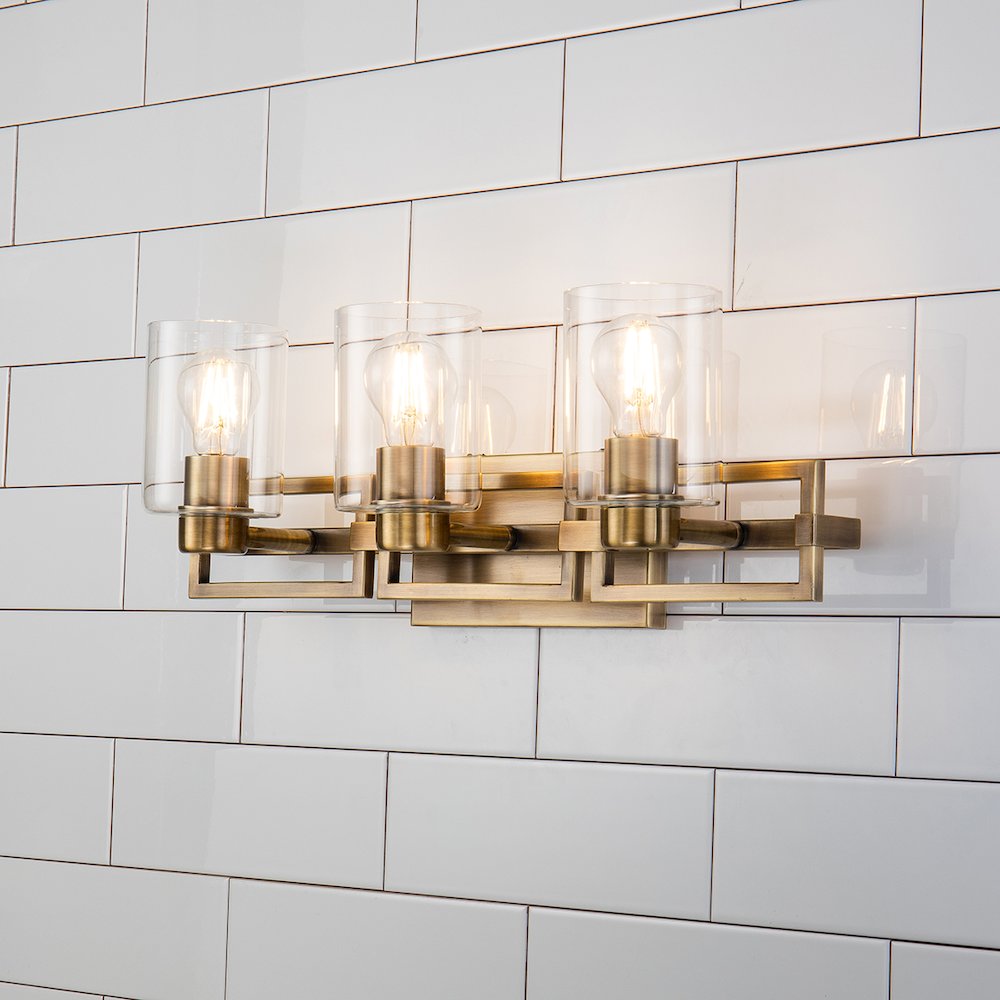 Estes 3 Light Bath Vanity In Aged Brass