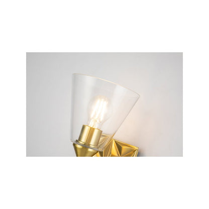 Alpha 1 Light Wall Sconce With Glass in Aged Gold Brass