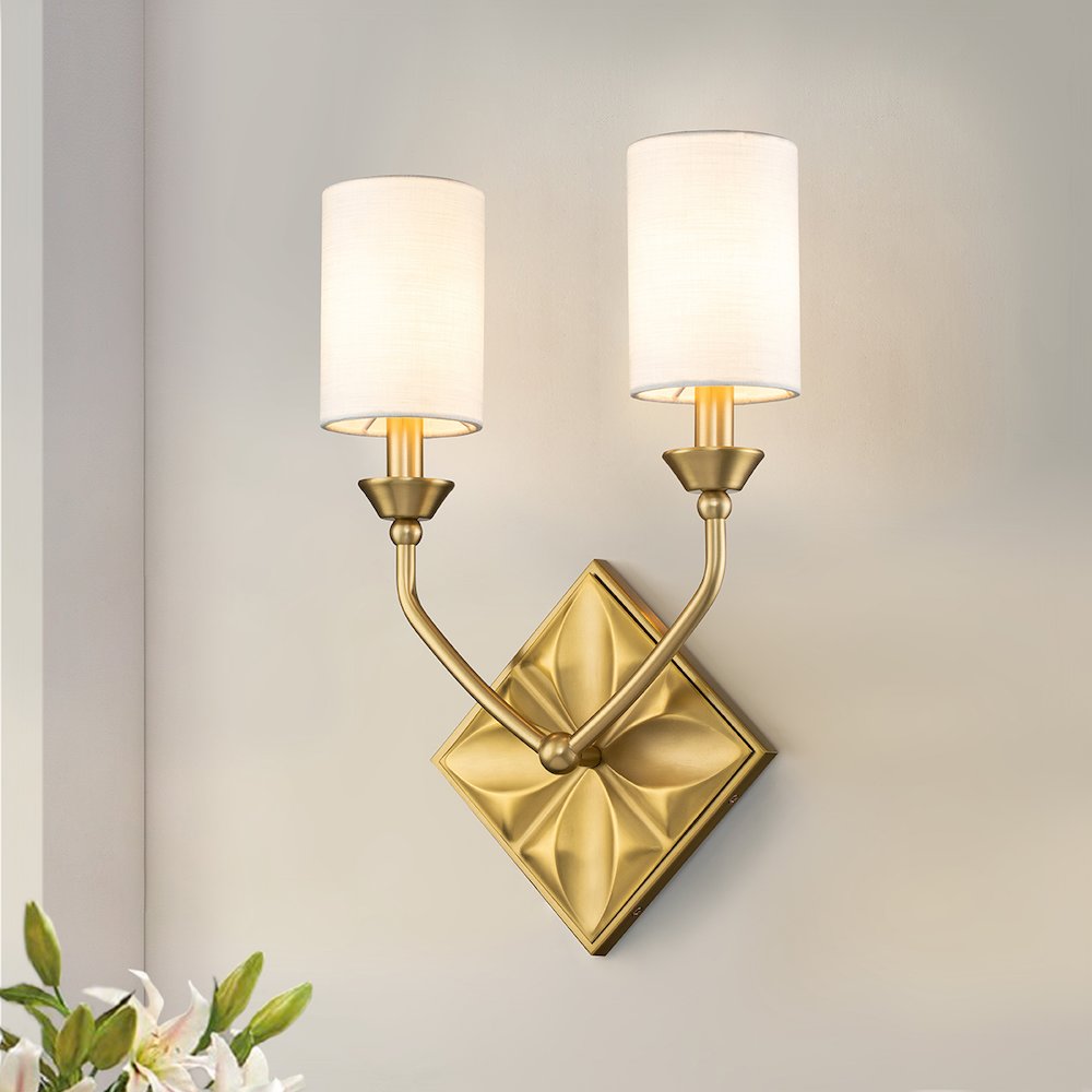 Epsilon 2 Light Sconce in Aged Brass