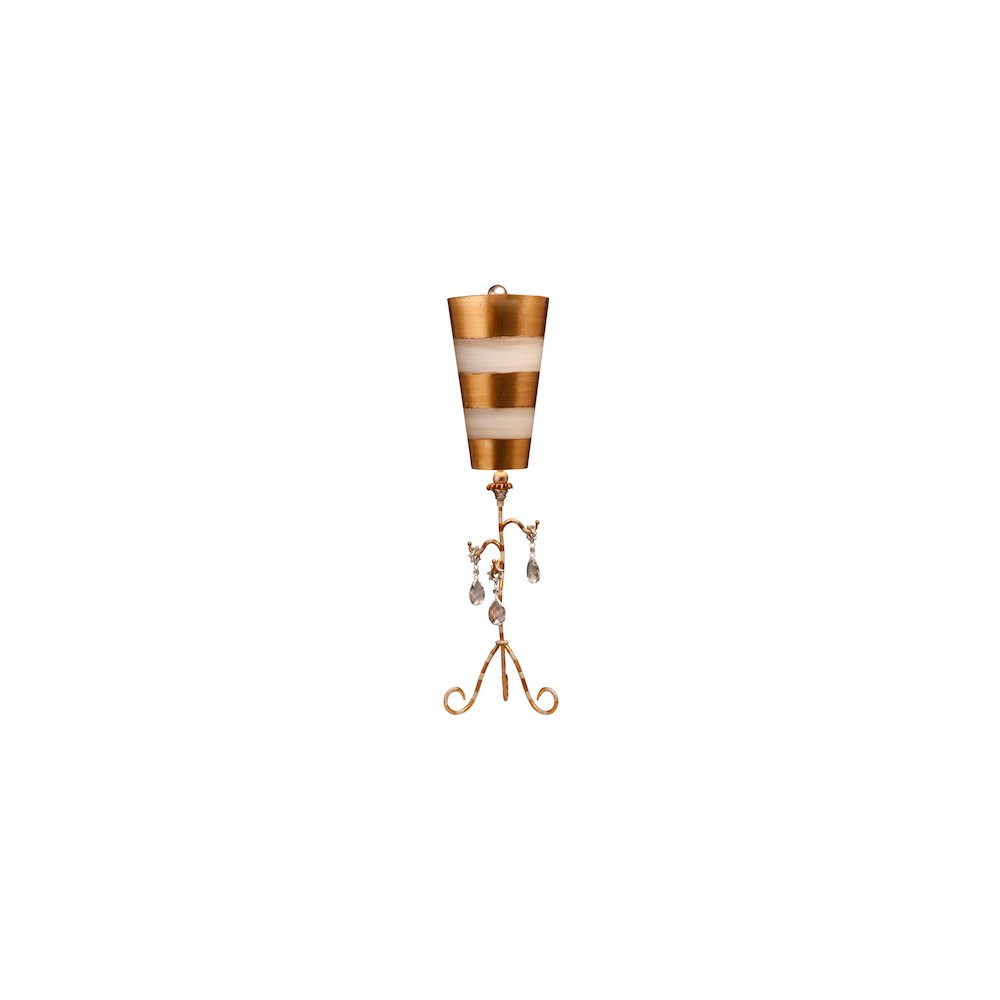 Tivoli Shabby Chic Distressed Gold Buffet Table Lamp Inverted Striped Shade