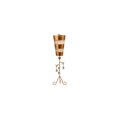 Tivoli Shabby Chic Distressed Gold Buffet Table Lamp Inverted Striped Shade