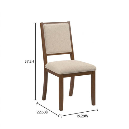 Boucle Upholstered Mid-Century Modern Dining Chairs with Walnut Finish, Set of 2