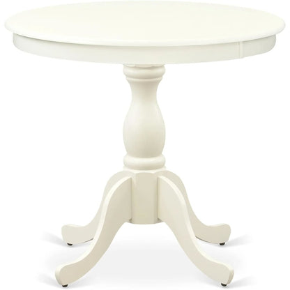Antique Modern Kitchen Table - Round Dining Table Top with Pedestal Base, 36x36 Inch