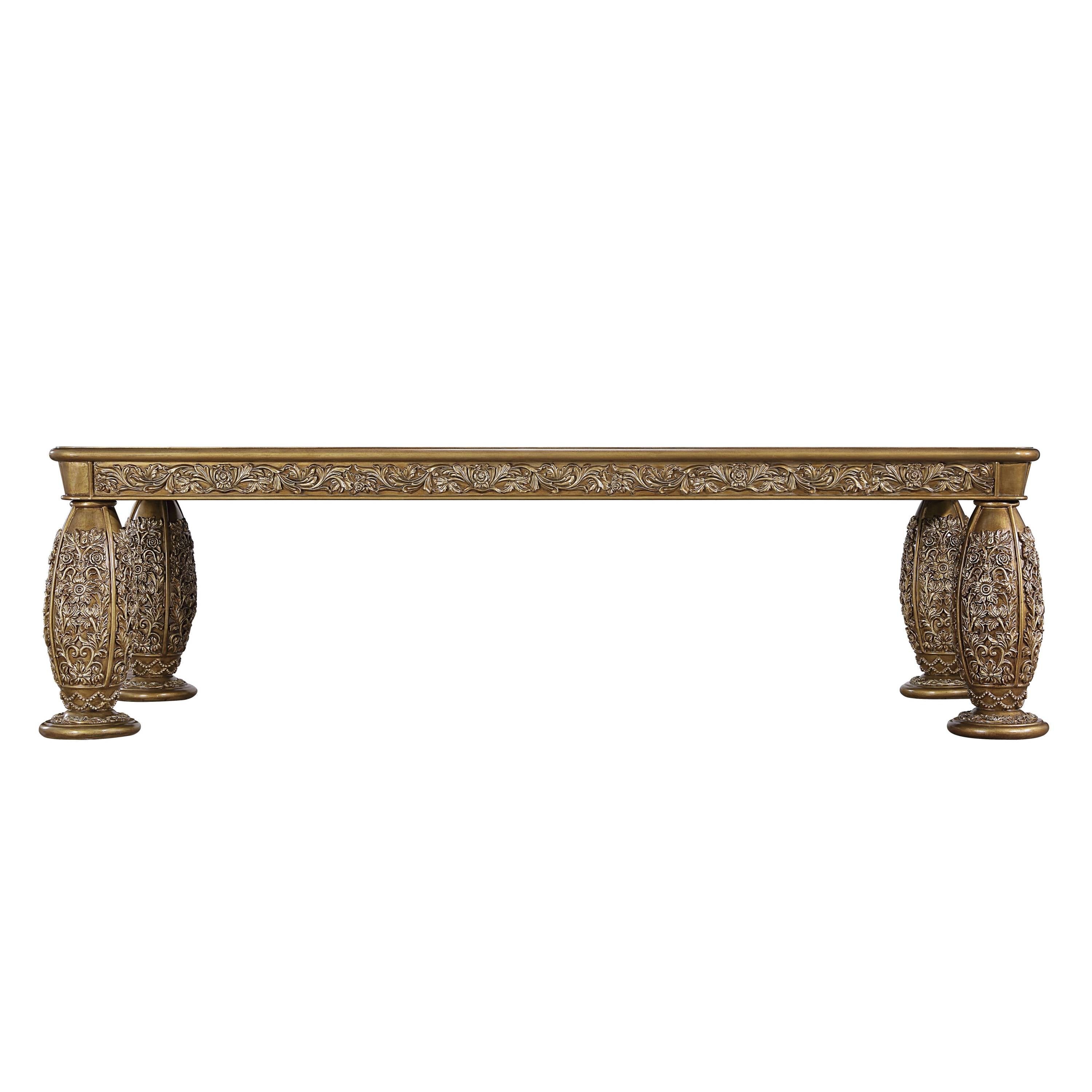 ACME Constantine Dinning Table, Brown & Gold Finish DN00477