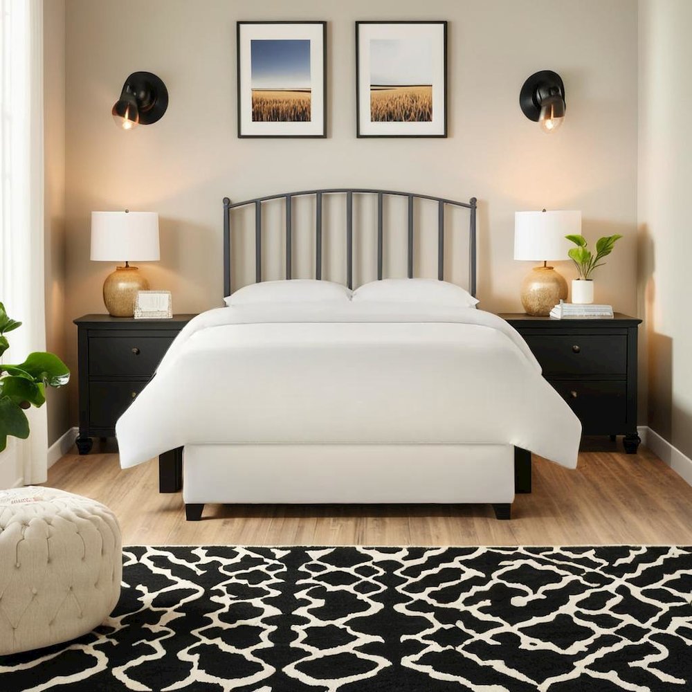 Sleek Black Steel Headboard Designed for Full and Queen Bed Frames