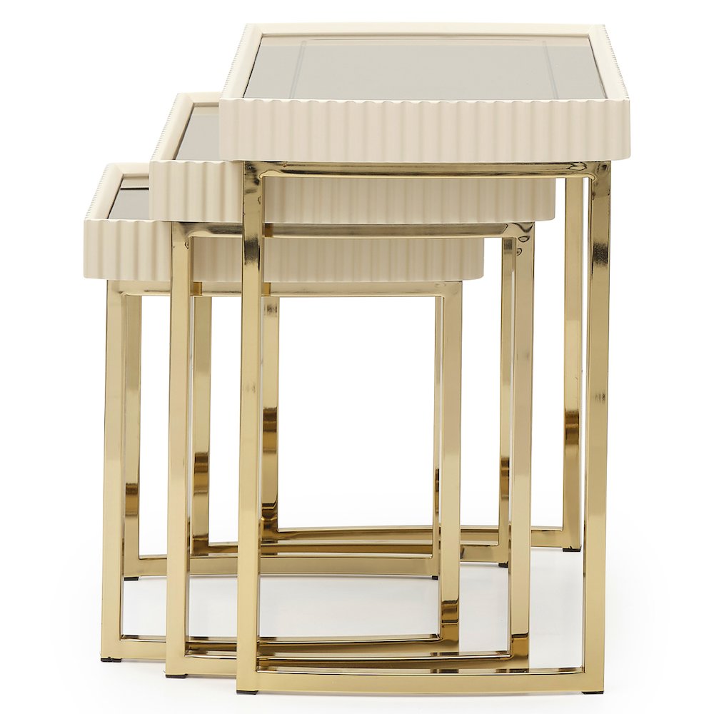 Lisbon Nesting Tables, Set of 3 - Silken Matte Cream