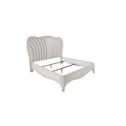 London Place Cal. King Velvet Panel Bed - Creamy Pearl