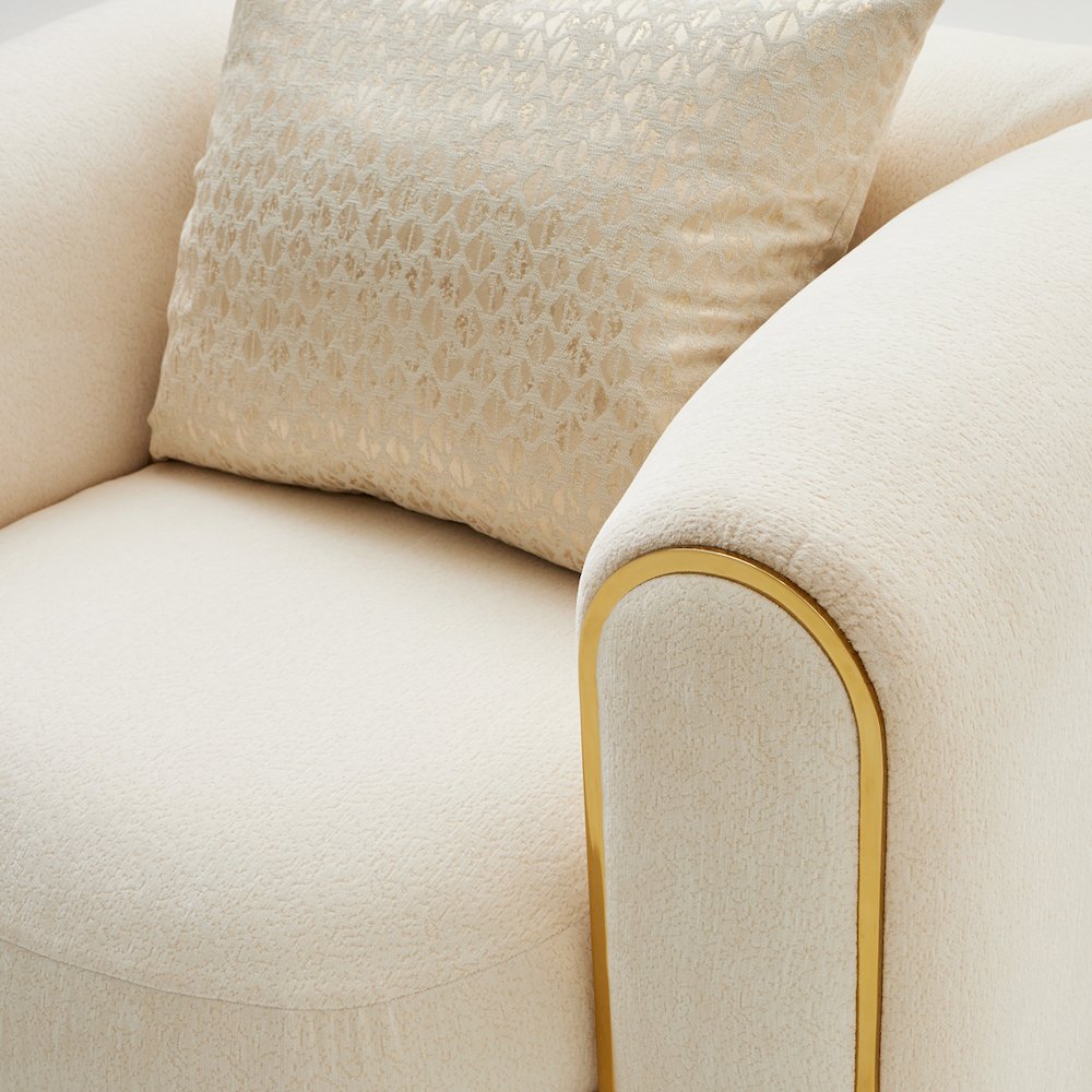 Sassani Accent Chair - Crepe/Gold