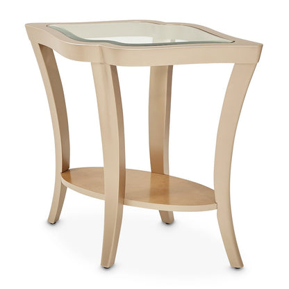 Malibu Crest End Table with Glass Top - Chardonnay