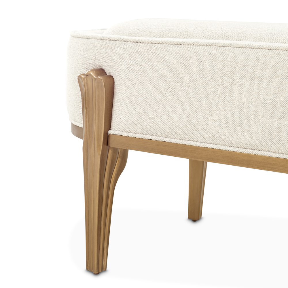Camellia Field Accent Bench - Linen/Antique Gold