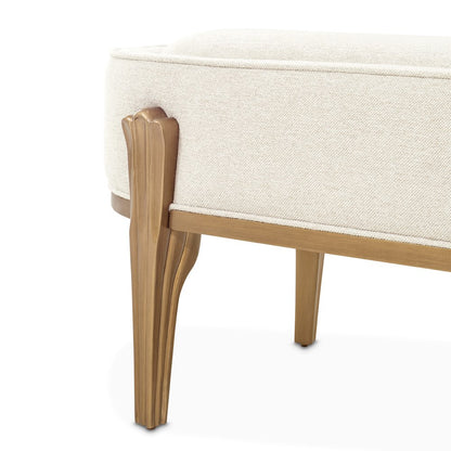 Camellia Field Accent Bench - Linen/Antique Gold