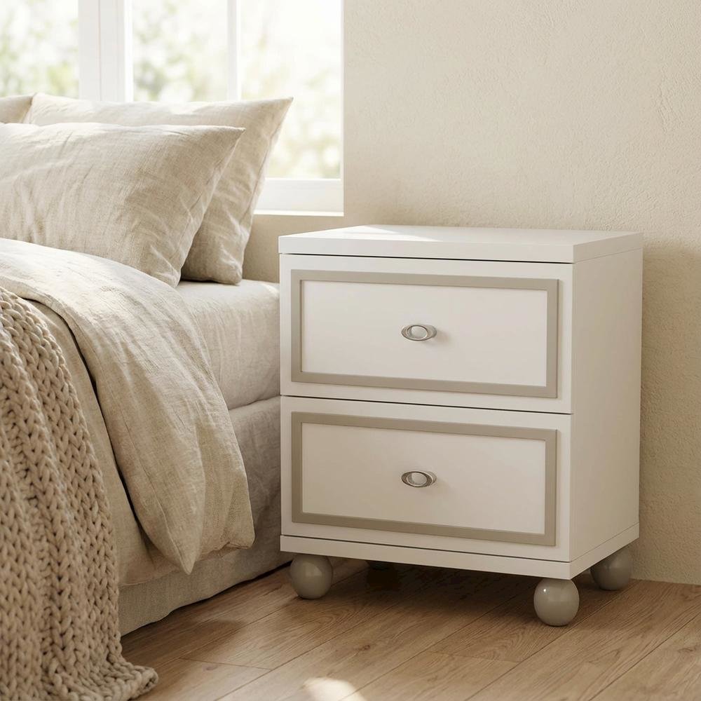 Cloud White Nightstand with Sleek Design and Durable Finish