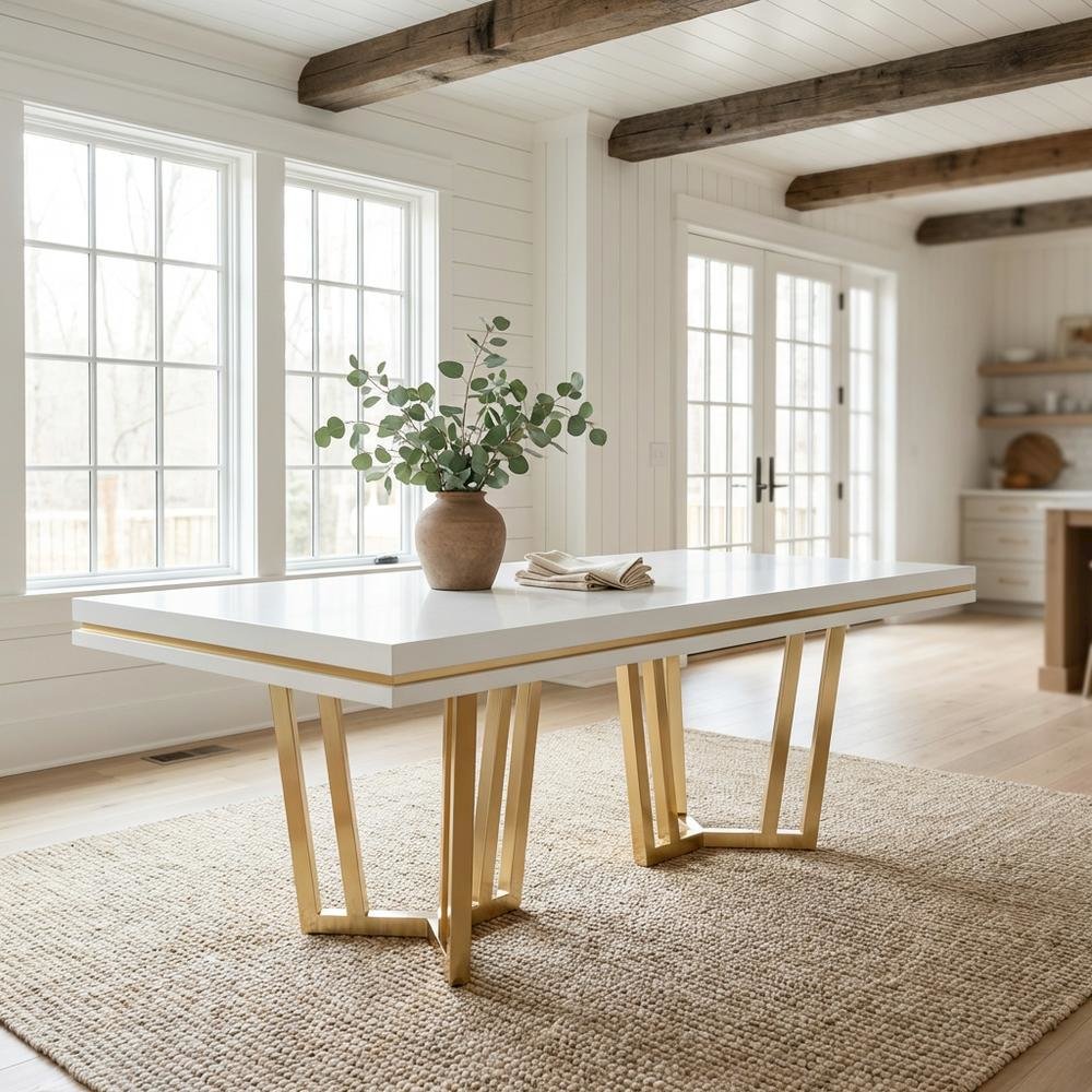 Palm Gate Rectangular Dining Table - Cloud White