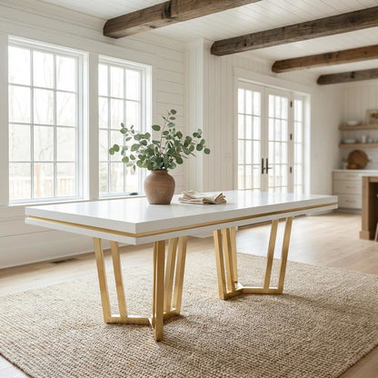 Palm Gate Rectangular Dining Table - Cloud White