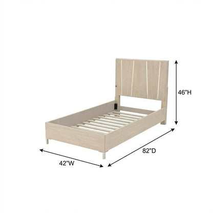 Lotus Bay Twin Panel Bed with LED Lights - Sand