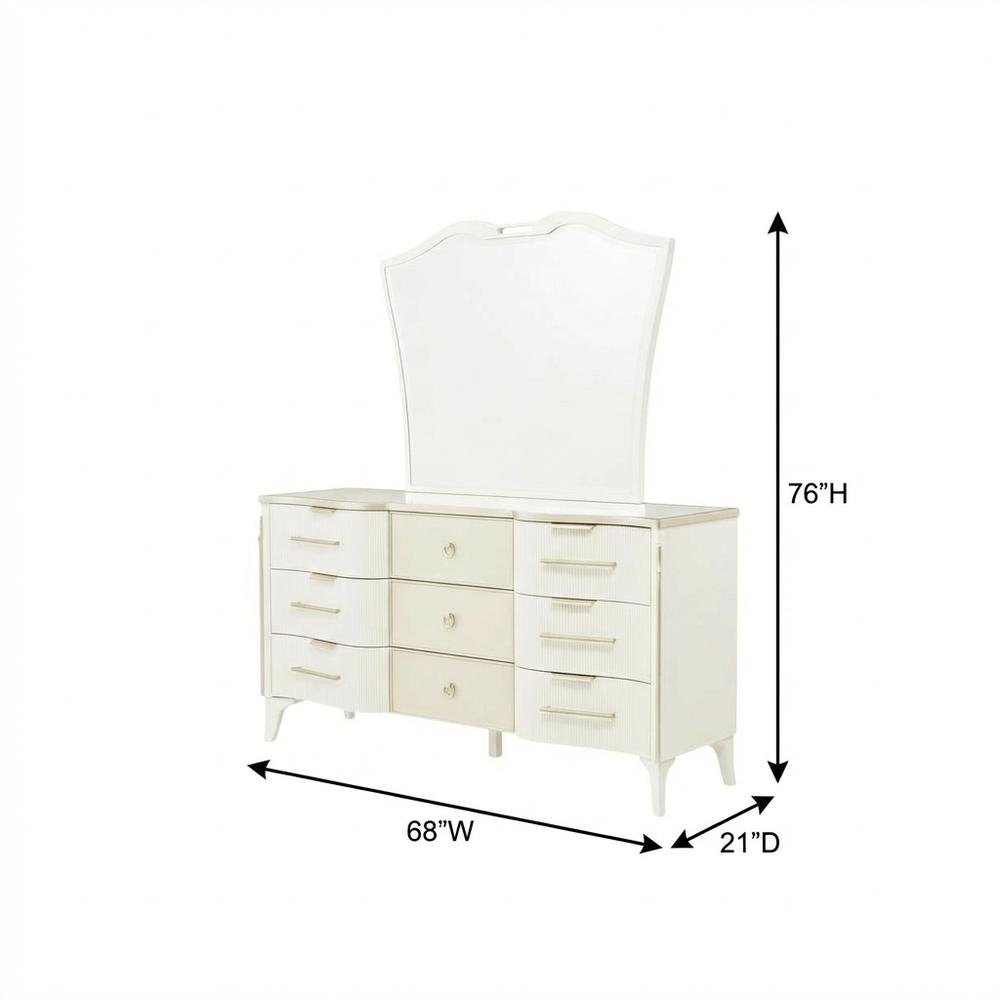 La Marisia Dresser with Mirror - Creamy Pearl