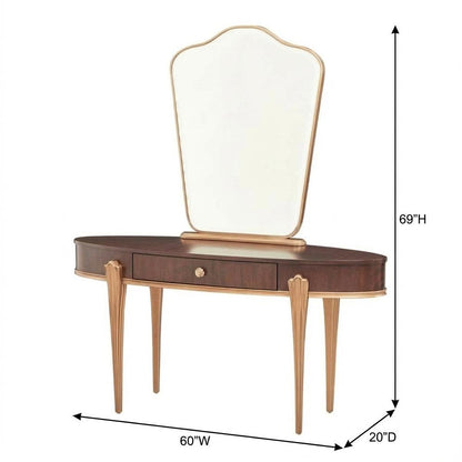 Camellia Field Vanity with Mirror - Warm Pecan