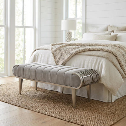 Roxbury Park Tufted Bench - Stainless Steel