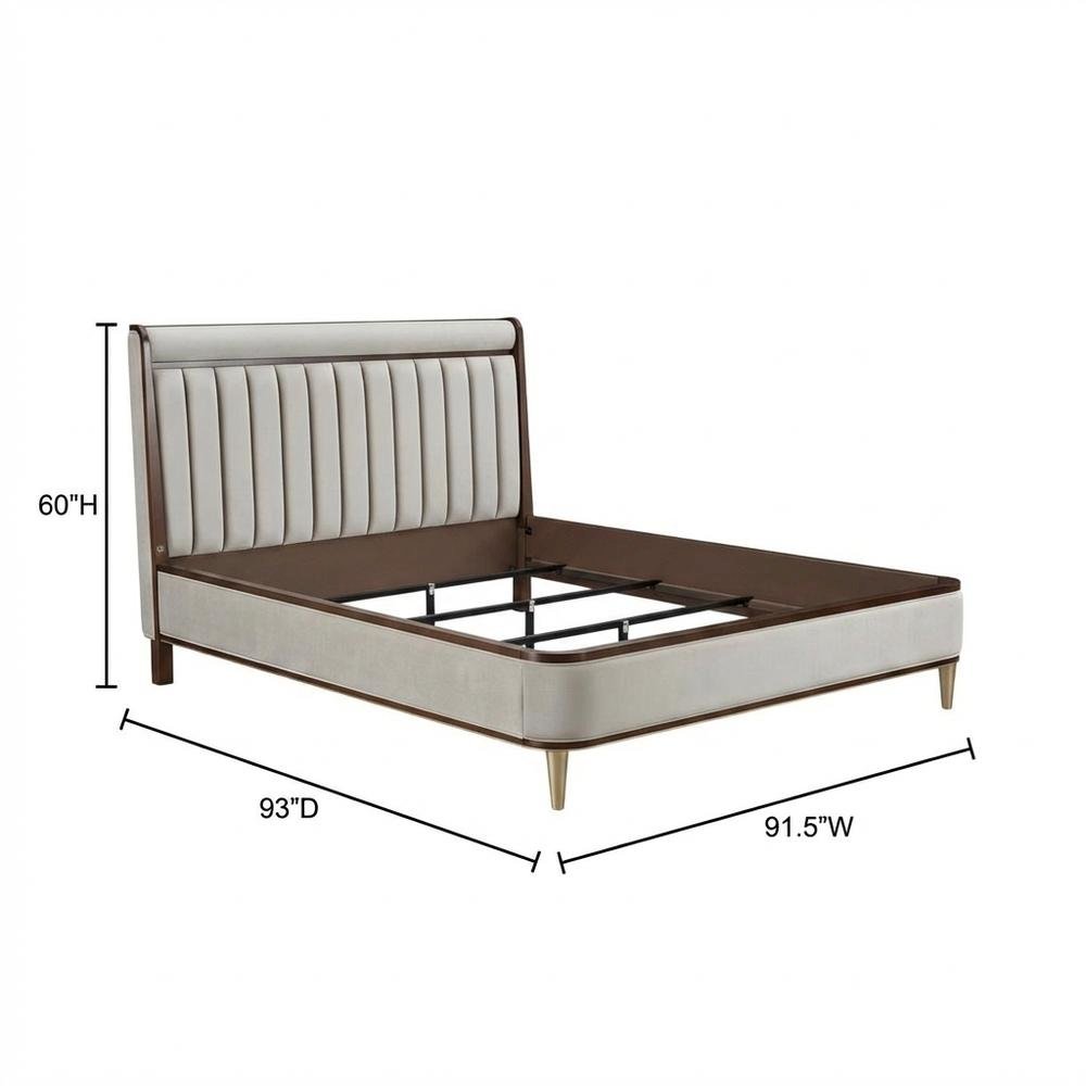 Houston Eastern King Channel Tufted Panel Bed - Porcini/Walnut