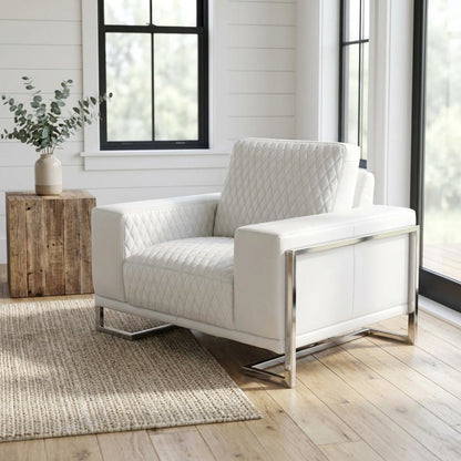 Mia Bella Gianna Chair and Half - White/Stainless Steel