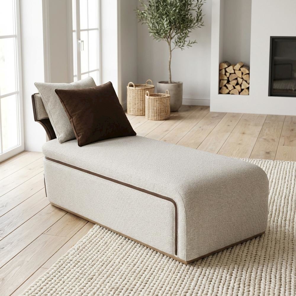 West Kensington Chaise - Buff/Medium Espresso