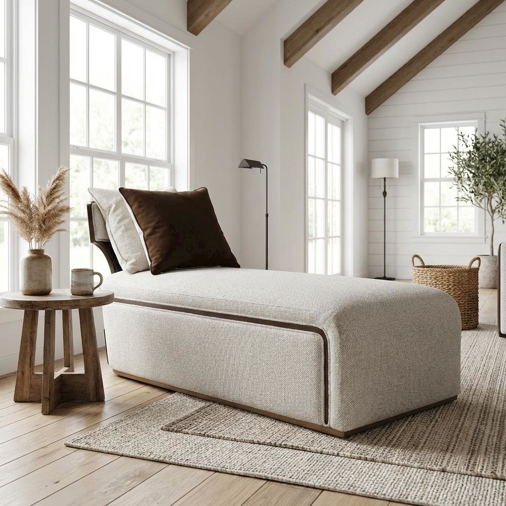 West Kensington Chaise - Buff/Medium Espresso